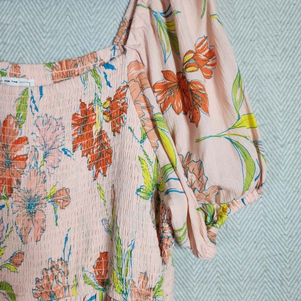 For The Republic Womens L Floral Pink Orange Blue Green Maxi Tiered Dress - Picture 9 of 10